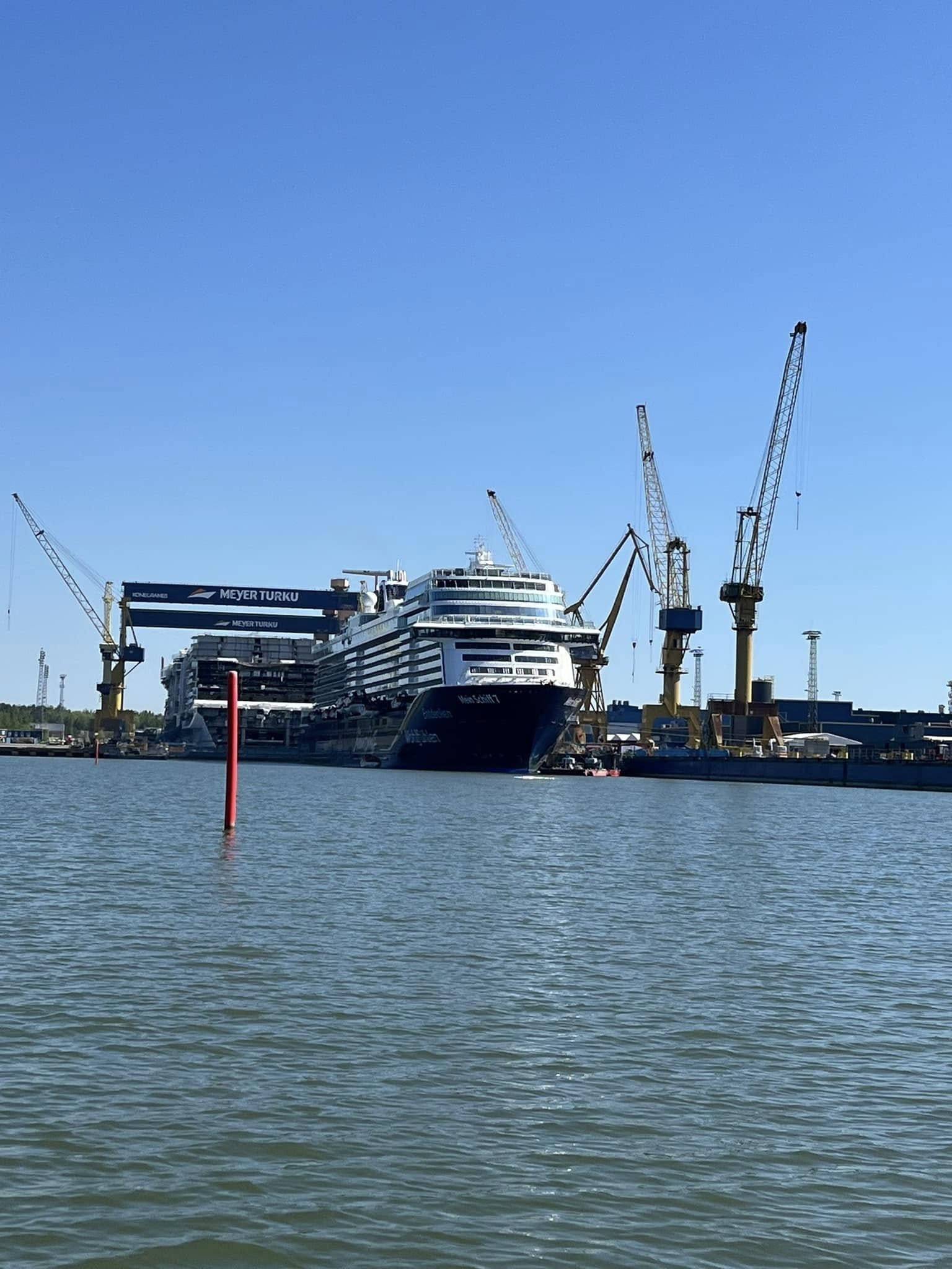 Cruise ship at the outfitting quay