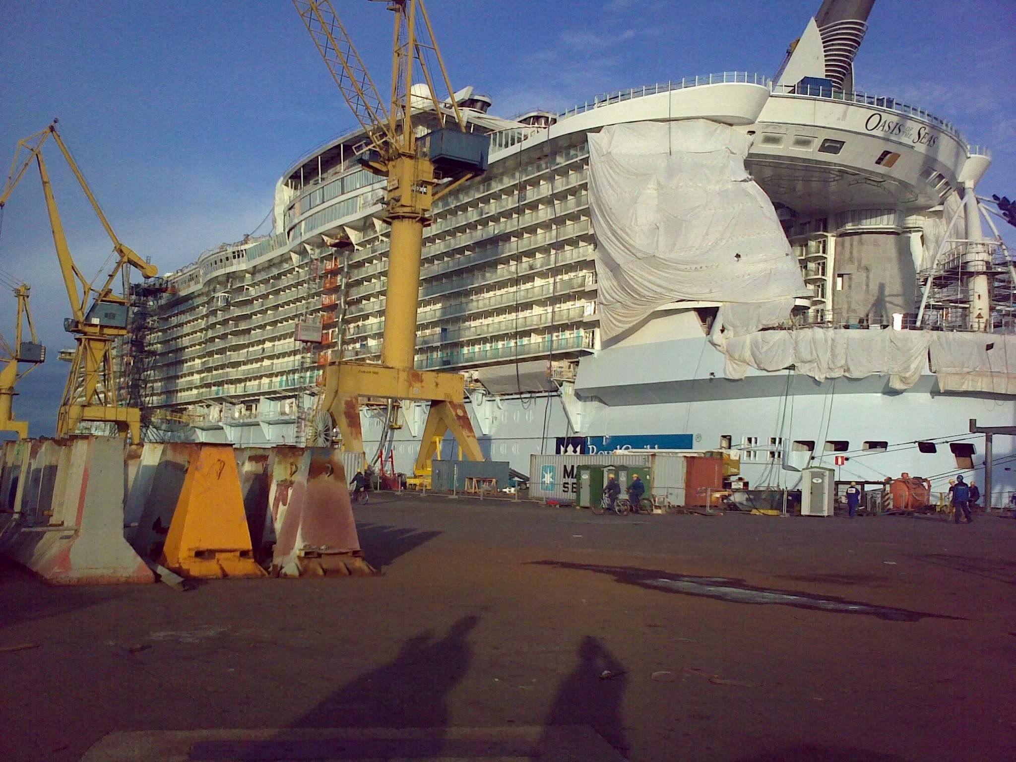 Icon-class cruise ship in the building dock
